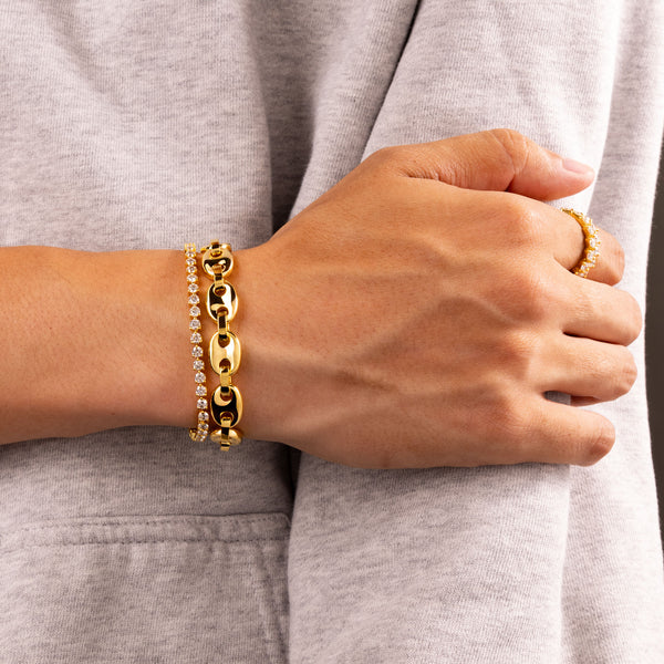 Gold Ocean Link Bracelet (9mm)