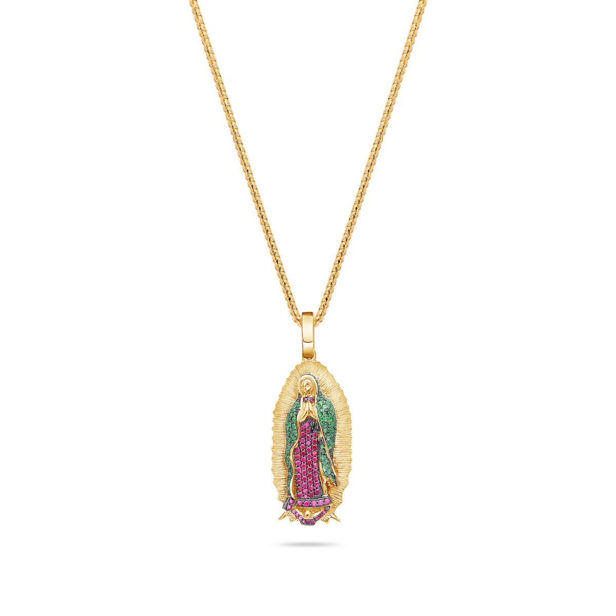 Micro Lady of Guadalupe Piece (Partially Iced, Green Mosaic)