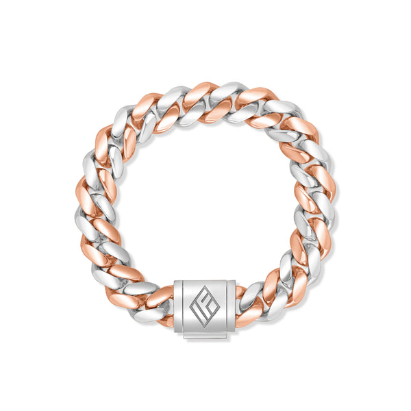 Two-Tone Gold Cuban Link Bracelet (10mm)