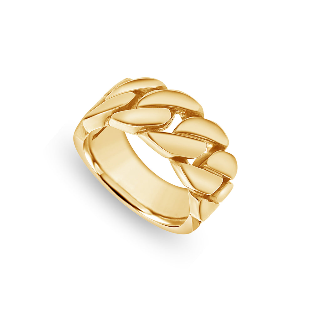 Baby Gold 1/2 Cuban Link Ring (9mm)