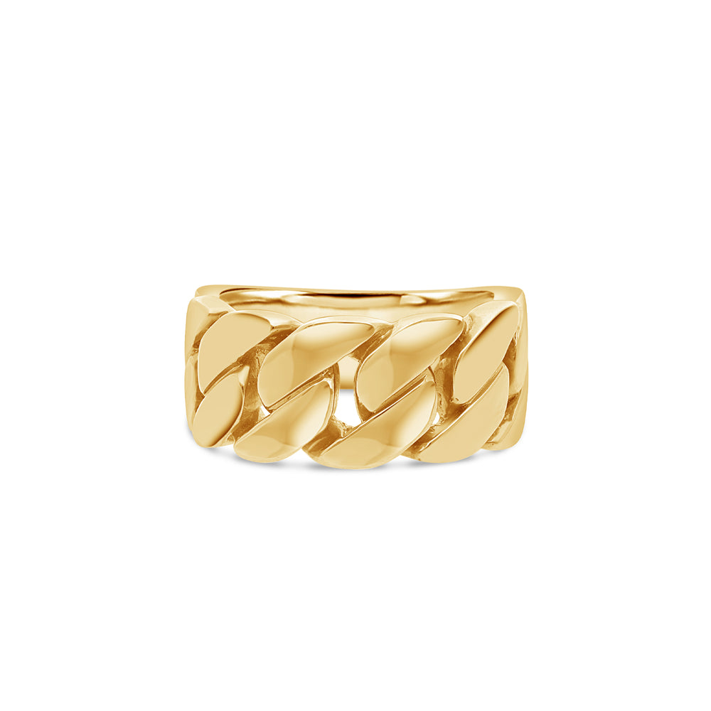 Baby Gold 1/2 Cuban Link Ring (9mm)