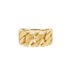 Baby Gold 1/2 Cuban Link Ring (9mm)