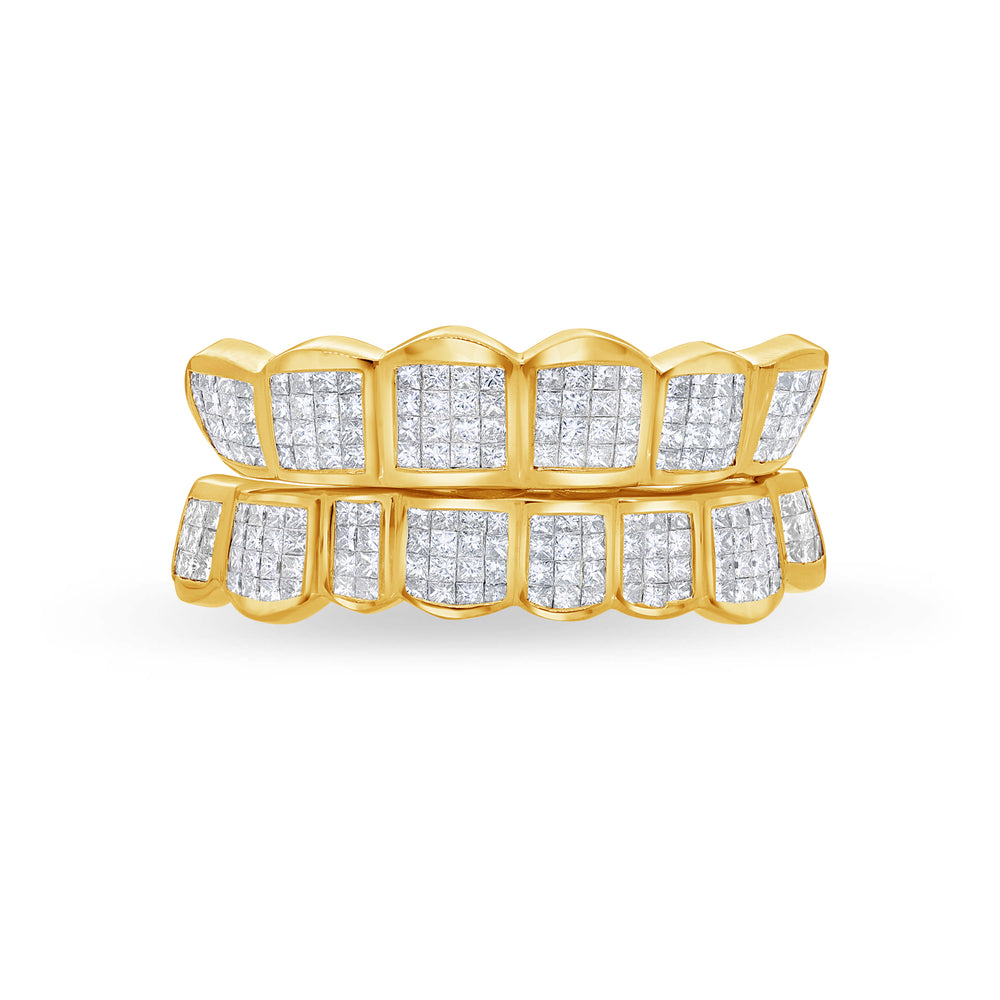 Fully Iced Princess Cut Invisible Setting Diamond Grill