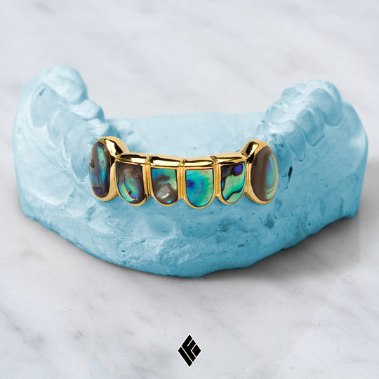CUSTOM SHAPED ABALONE SHELL BOTTOM 6 GRILL
