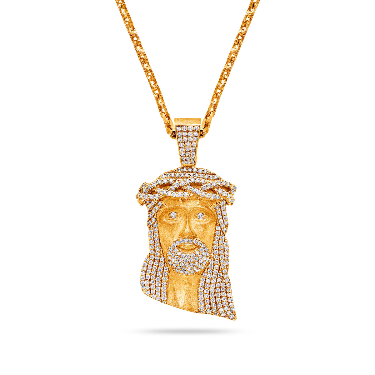 24k Gold Jesus Piece Fully Iced Out w/ Diamonds IF