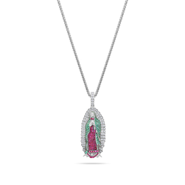Micro Lady of Guadalupe Piece (Fully Iced, Green Mosaic)