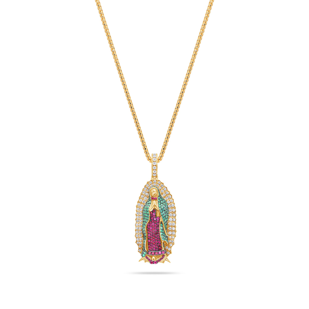 Micro Lady of Guadalupe Piece (Fully Iced, Green Mosaic)