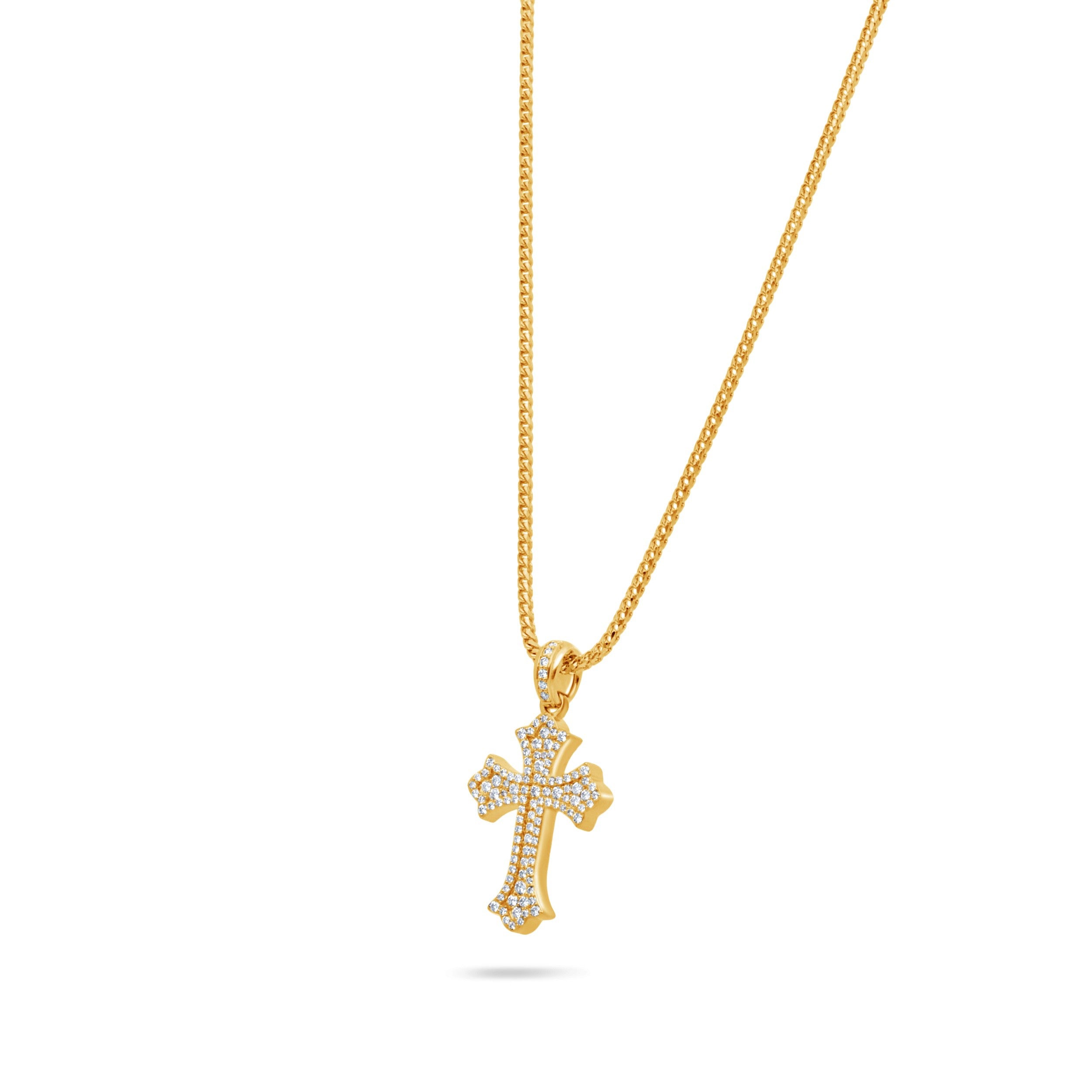 Men's Diamond Cross Necklace - Micro Nolan Cross Fully Iced – IF & Co.