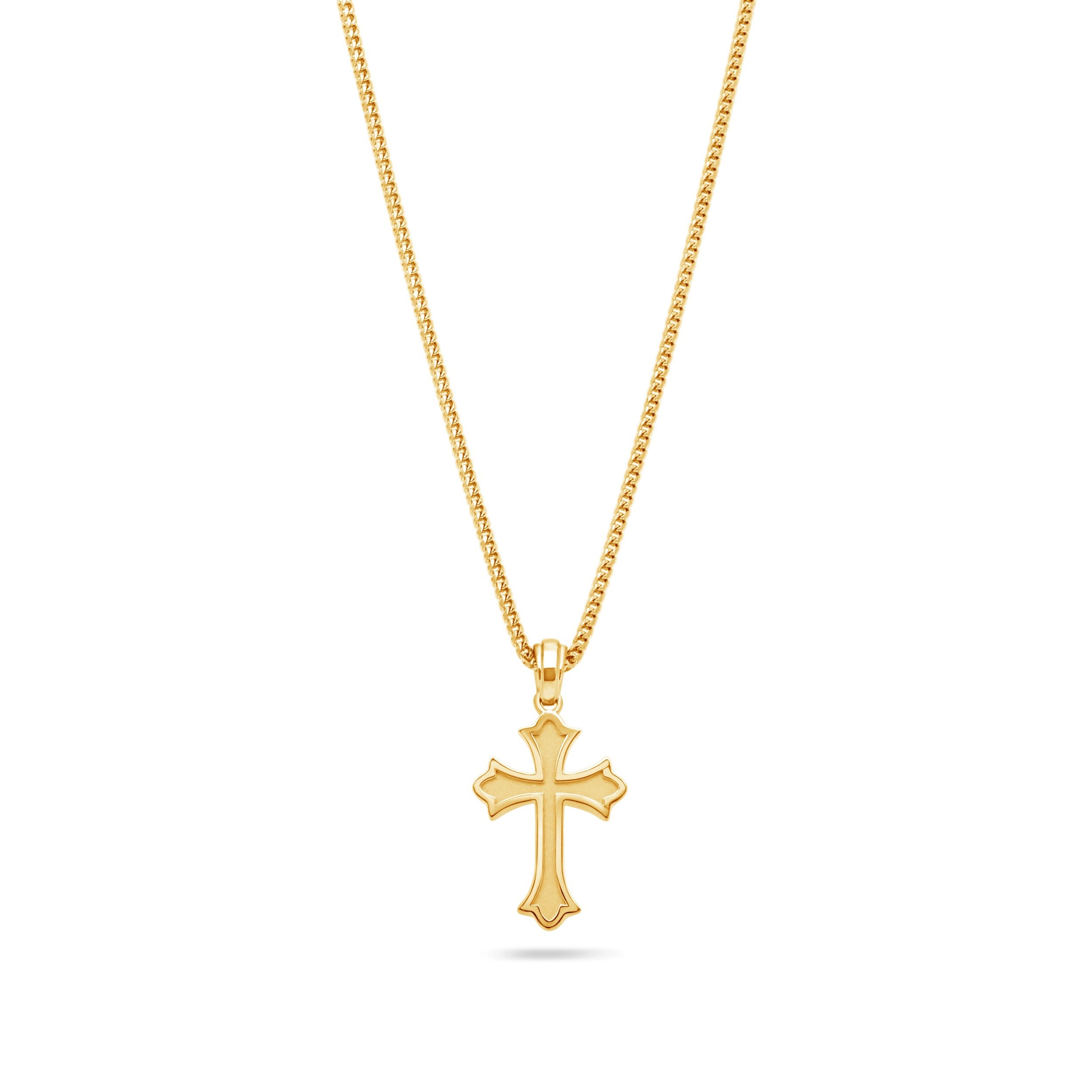 Gold Cross Necklace - Micro Nolan Cross Solid Gold - IF & Co.