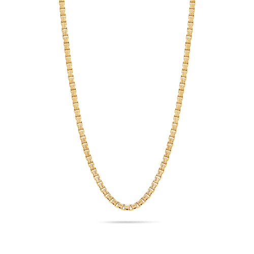 Gold Box Link Chain (3mm, Brush-finished)