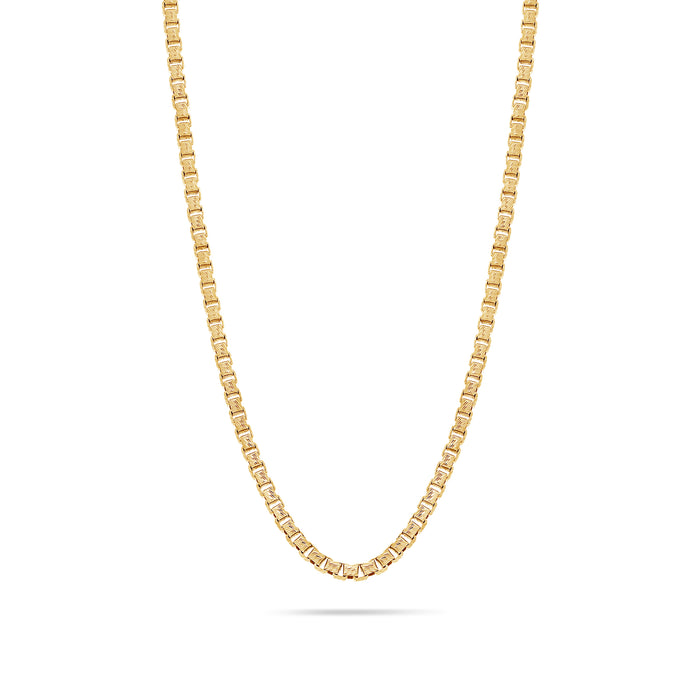 Gold Box Link Chain (3mm, Brush-finished)
