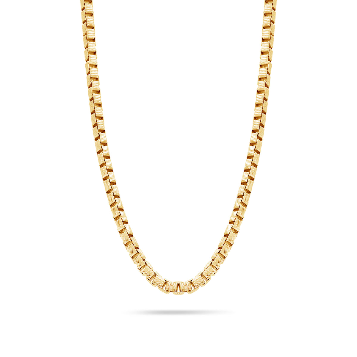 Gold Box Link Chain (4mm, Brush-finished)