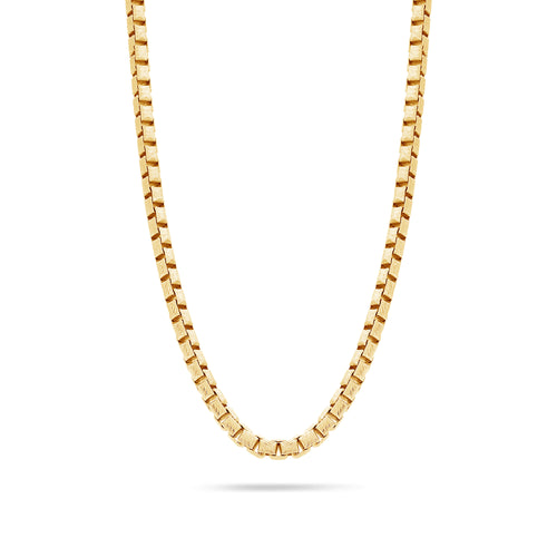 Gold Box Link Chain (4mm, Brush-finished)