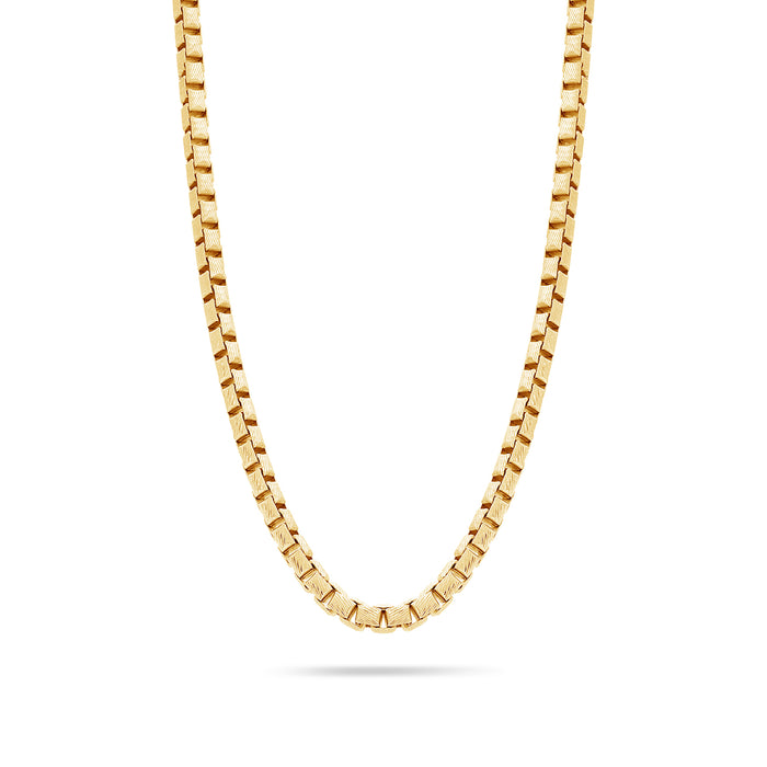 Gold Box Link Chain (4mm, Brush-finished)