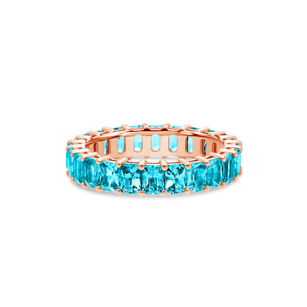 Luna Aquamarine Eternity Ring (Emerald Cut)