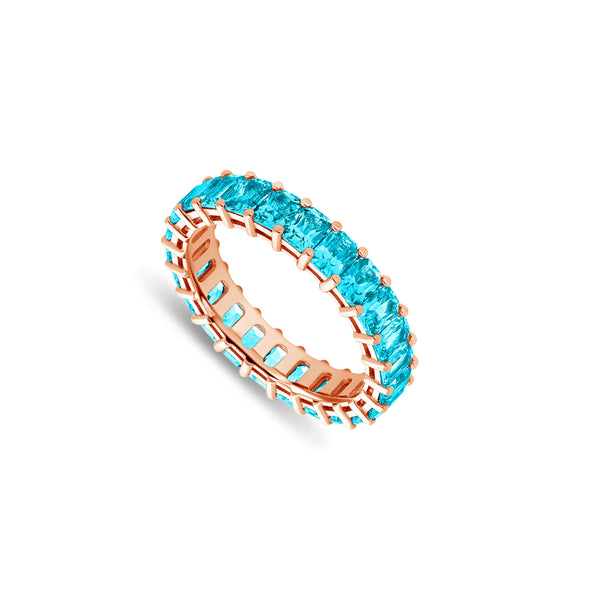 Luna Aquamarine Eternity Ring (Emerald Cut)