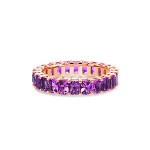 Luna Purple Amethyst Eternity Ring (Emerald Cut)