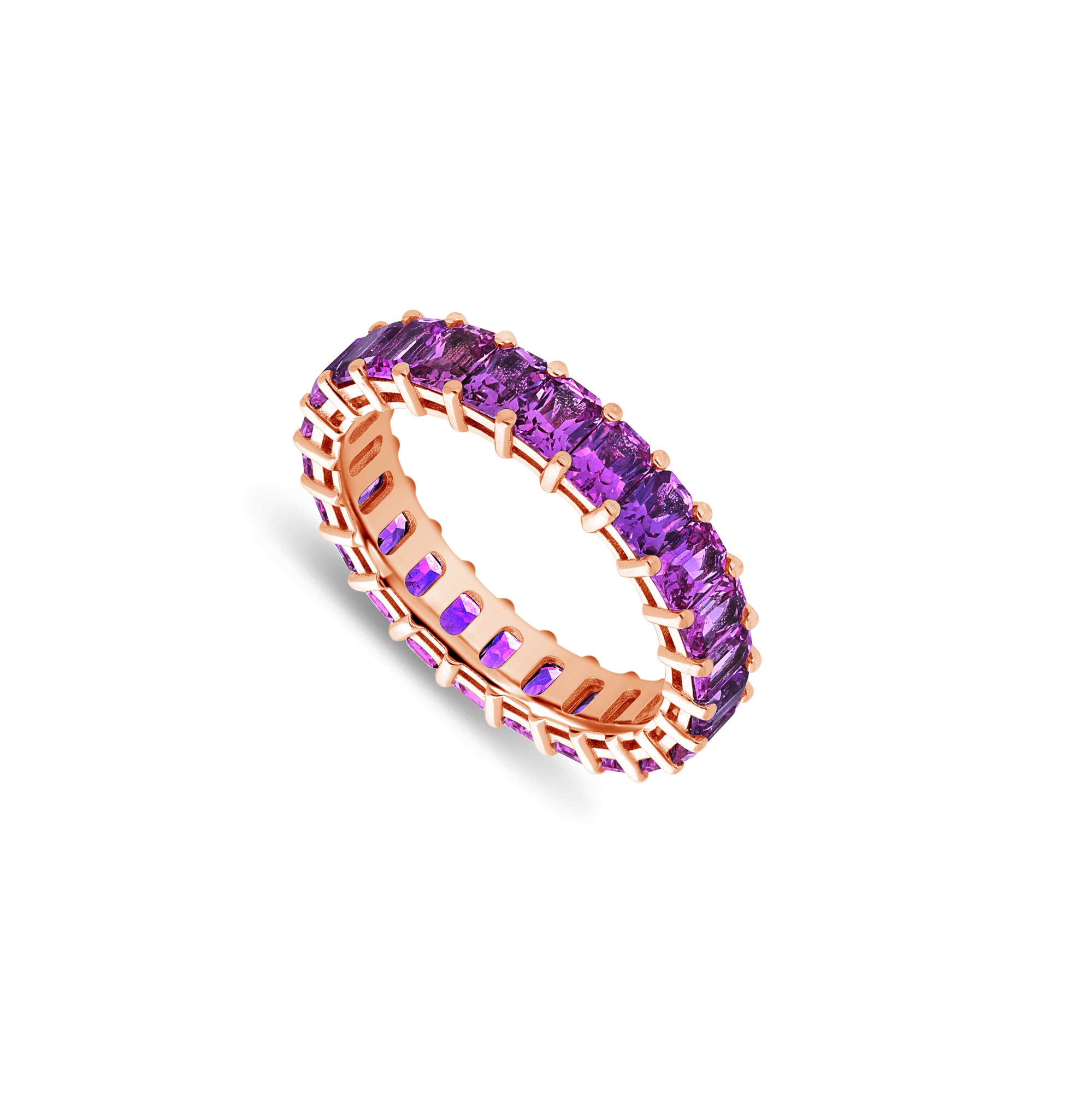 Luna Purple Amethyst Eternity Ring (Emerald Cut)