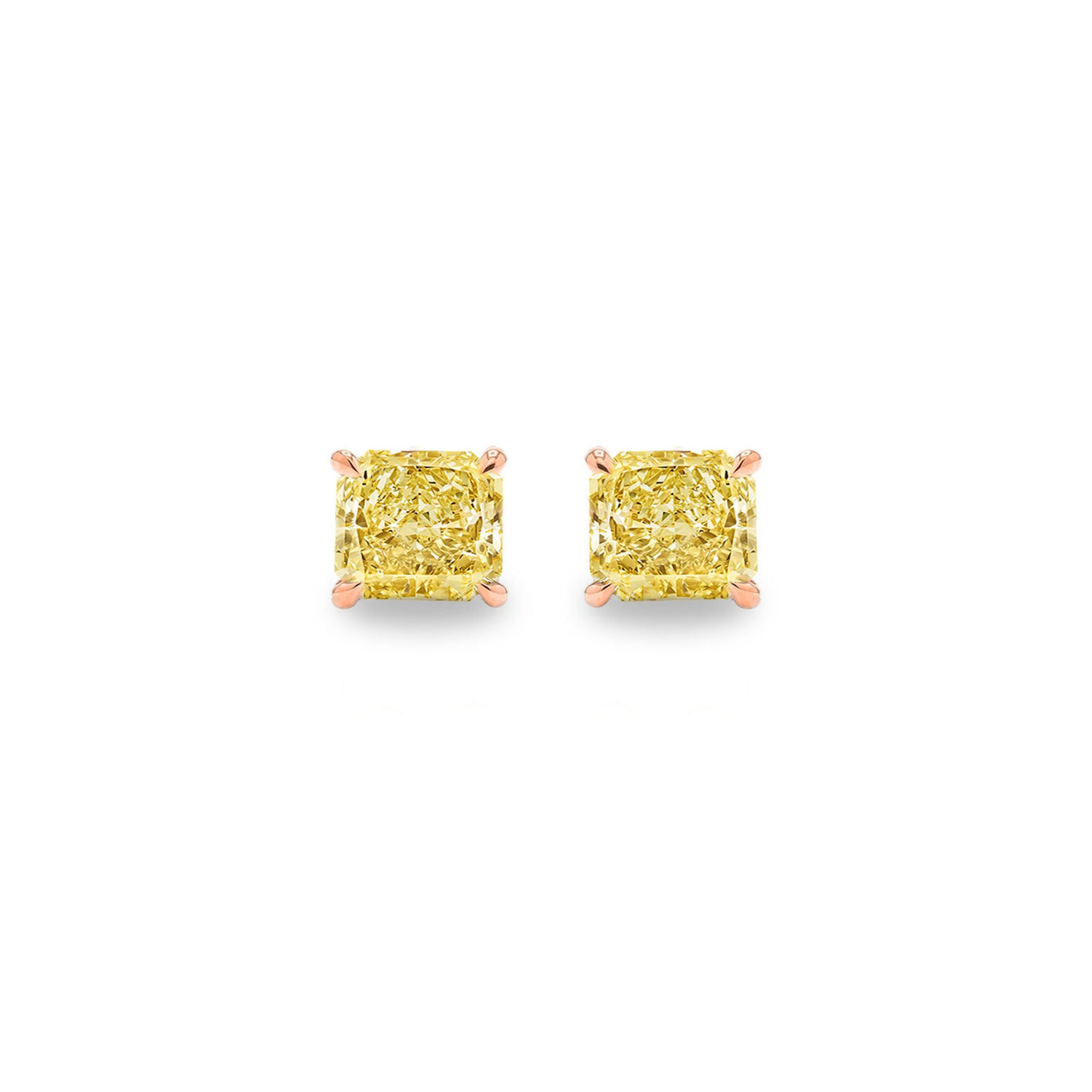 Solitaire Diamond Stud Earrings (GIA, Special Yellow 1.50 Carat Total, Cushion Cut)
