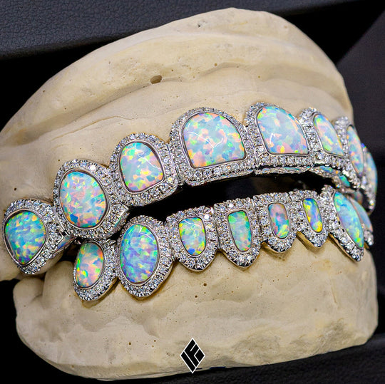 FULLY CUSTOMIZED OPAL & DIAMOND BORDER GRILL SET (TOP & BOTTOM)