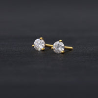 Solitaire Diamond Stud Earrings - 3 Prongs (GIA, 0.50 Carat Total, Round)