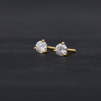 Solitaire Diamond Stud Earrings - 3 Prongs (0.50 Carat Total, Round)
