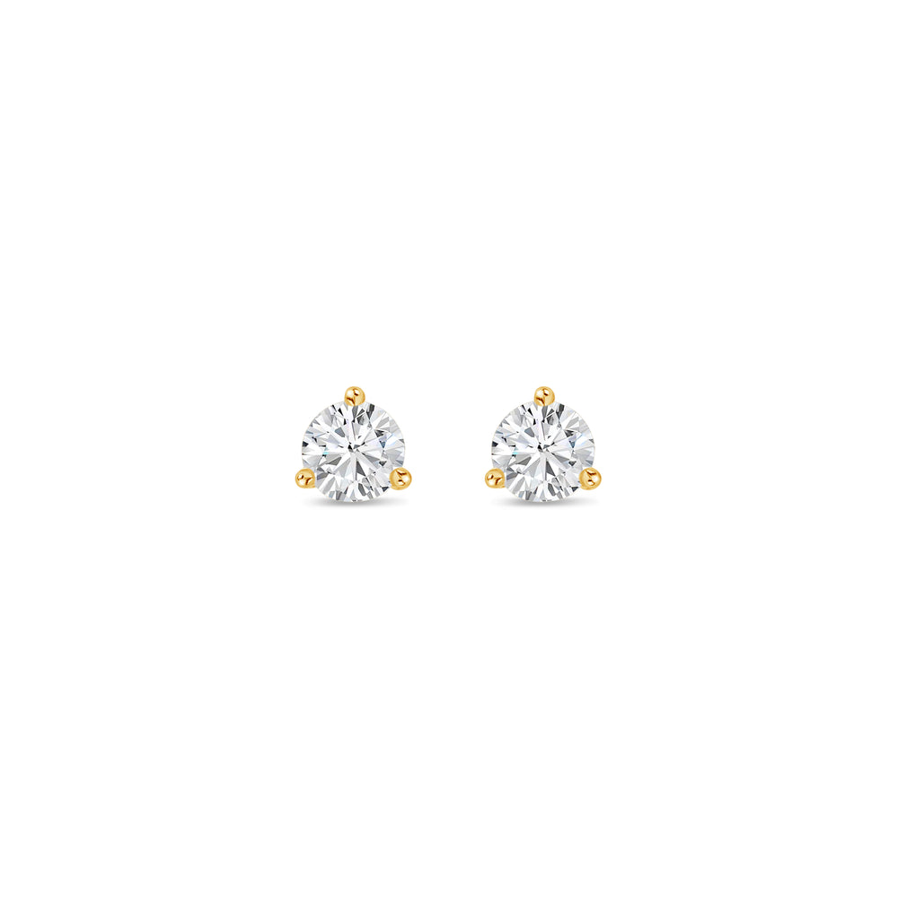 Solitaire Diamond Stud Earrings - 3 Prongs (GIA, 0.50 Carat Total, Round)