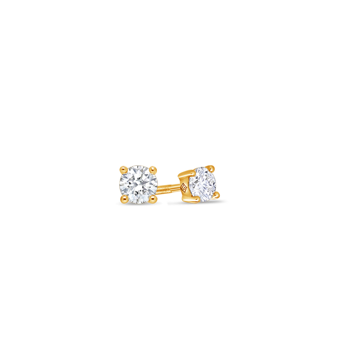 Solitaire Diamond Stud Earrings - 4 Prongs (0.50 Carat Total, Round)