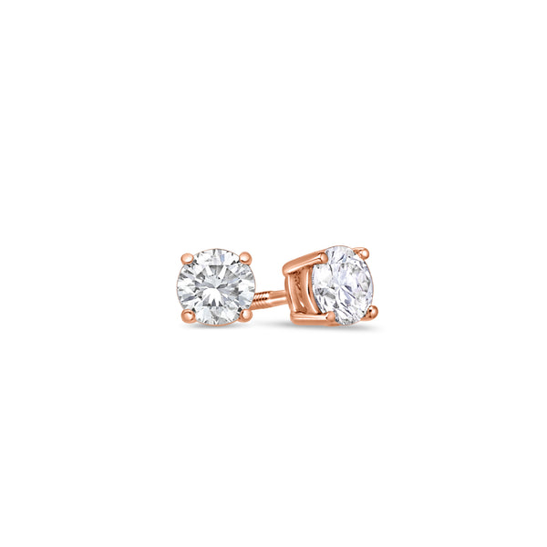 Solitaire Diamond Stud Earrings (GIA, 1.00 Carat Total, Round)