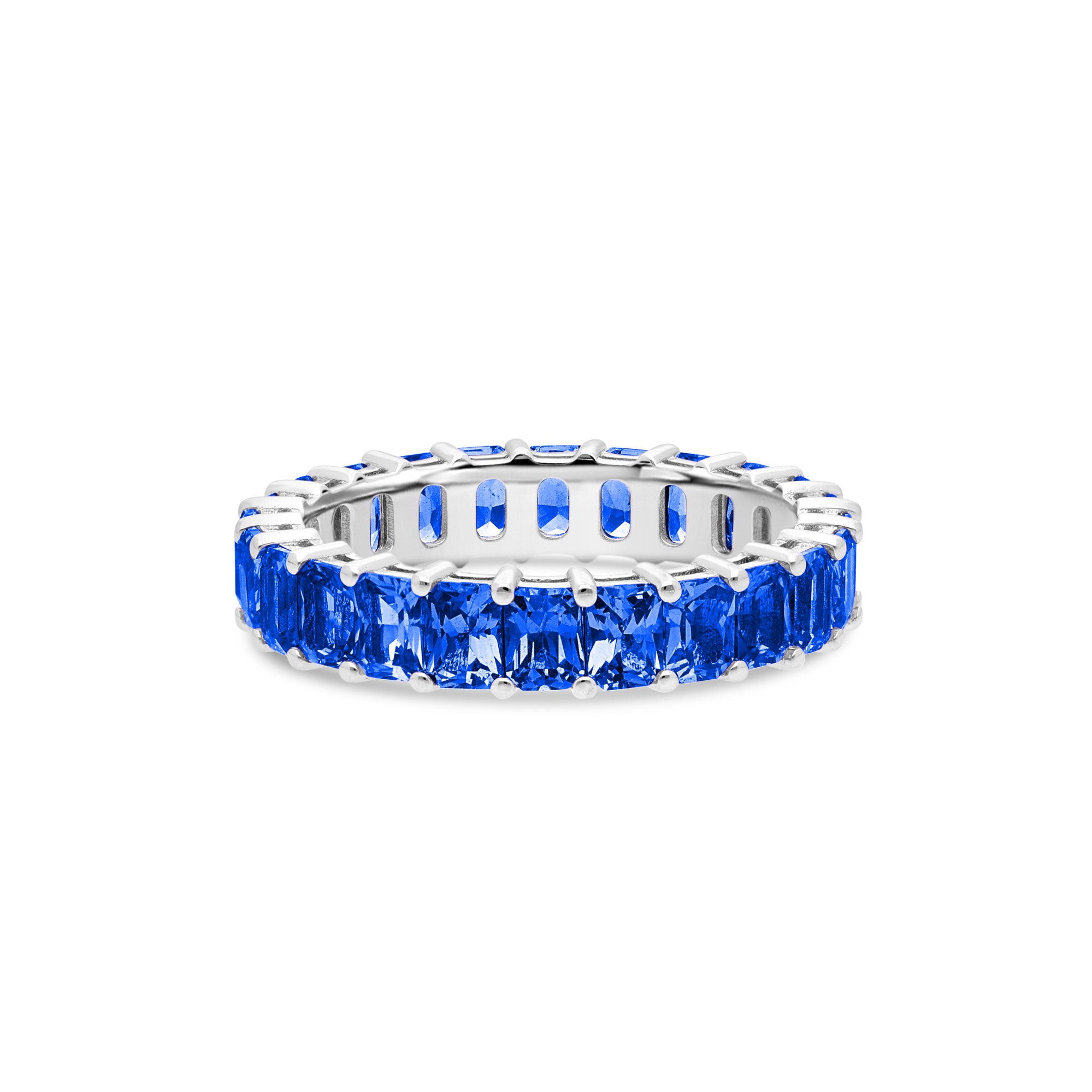 Luna Blue Sapphire Eternity Ring (Emerald Cut)