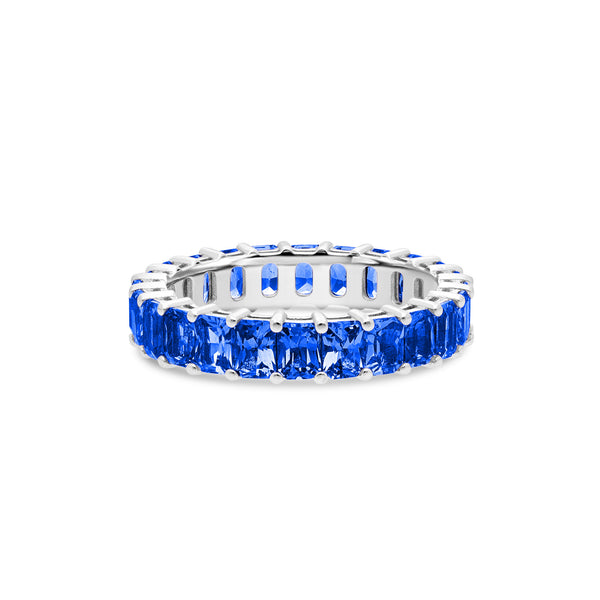 Luna Blue Sapphire Eternity Ring (Emerald Cut)