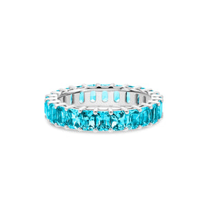 Luna Aquamarine Eternity Ring (Emerald Cut)
