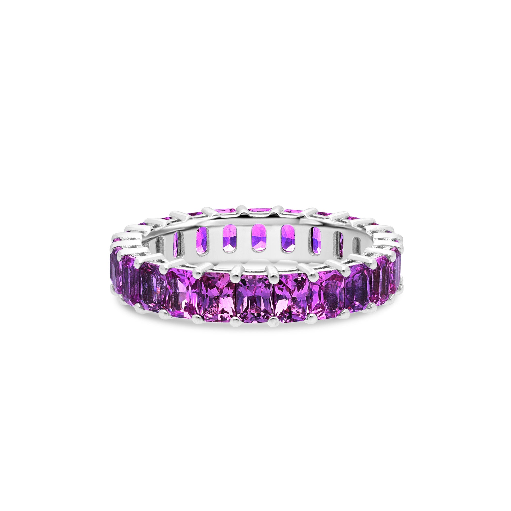 Luna Purple Amethyst Eternity Ring (Emerald Cut)