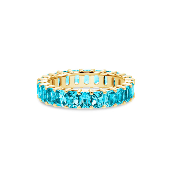 Luna Aquamarine Eternity Ring (Emerald Cut)