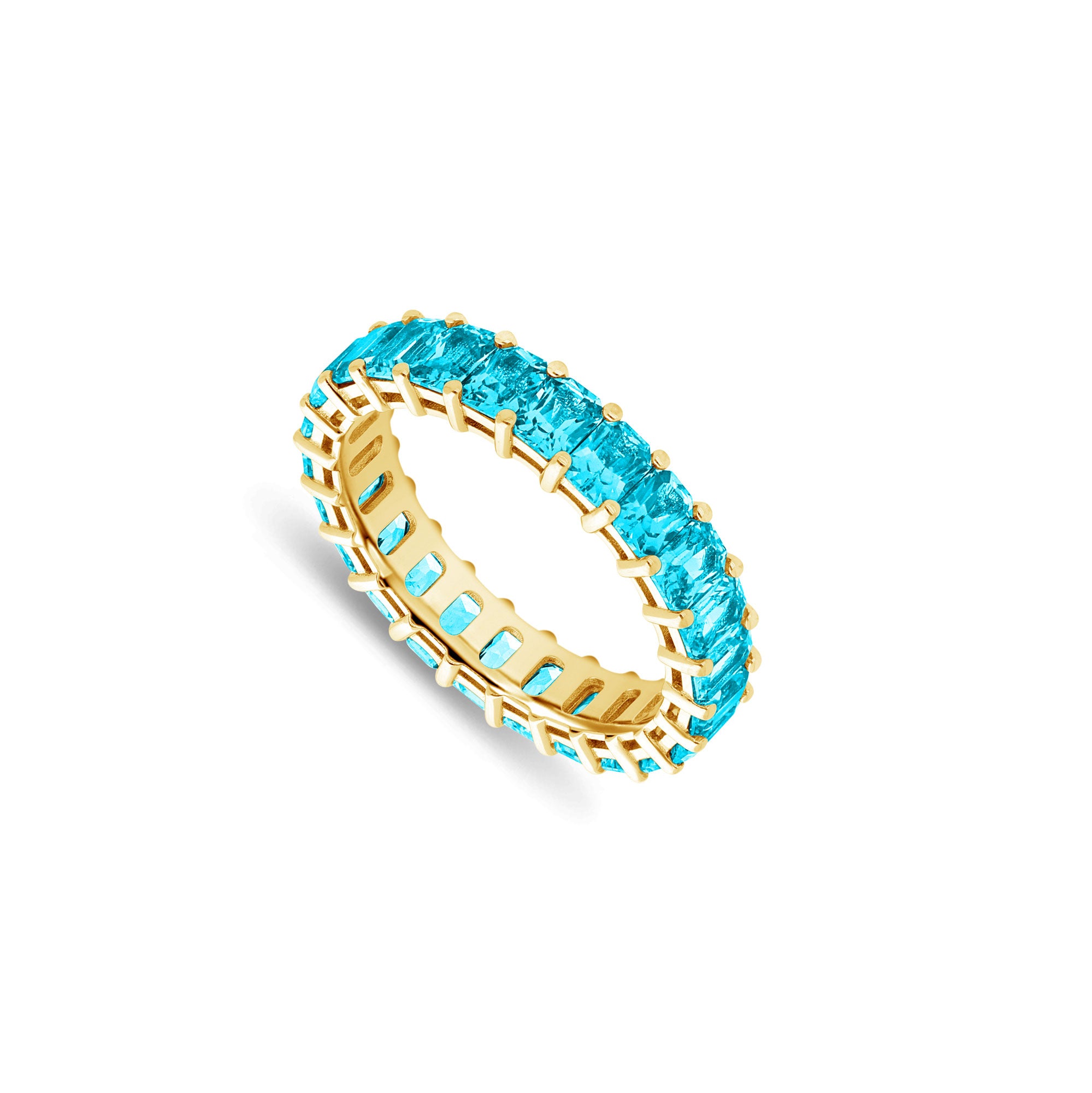 Luna Aquamarine Eternity Ring (Emerald Cut)