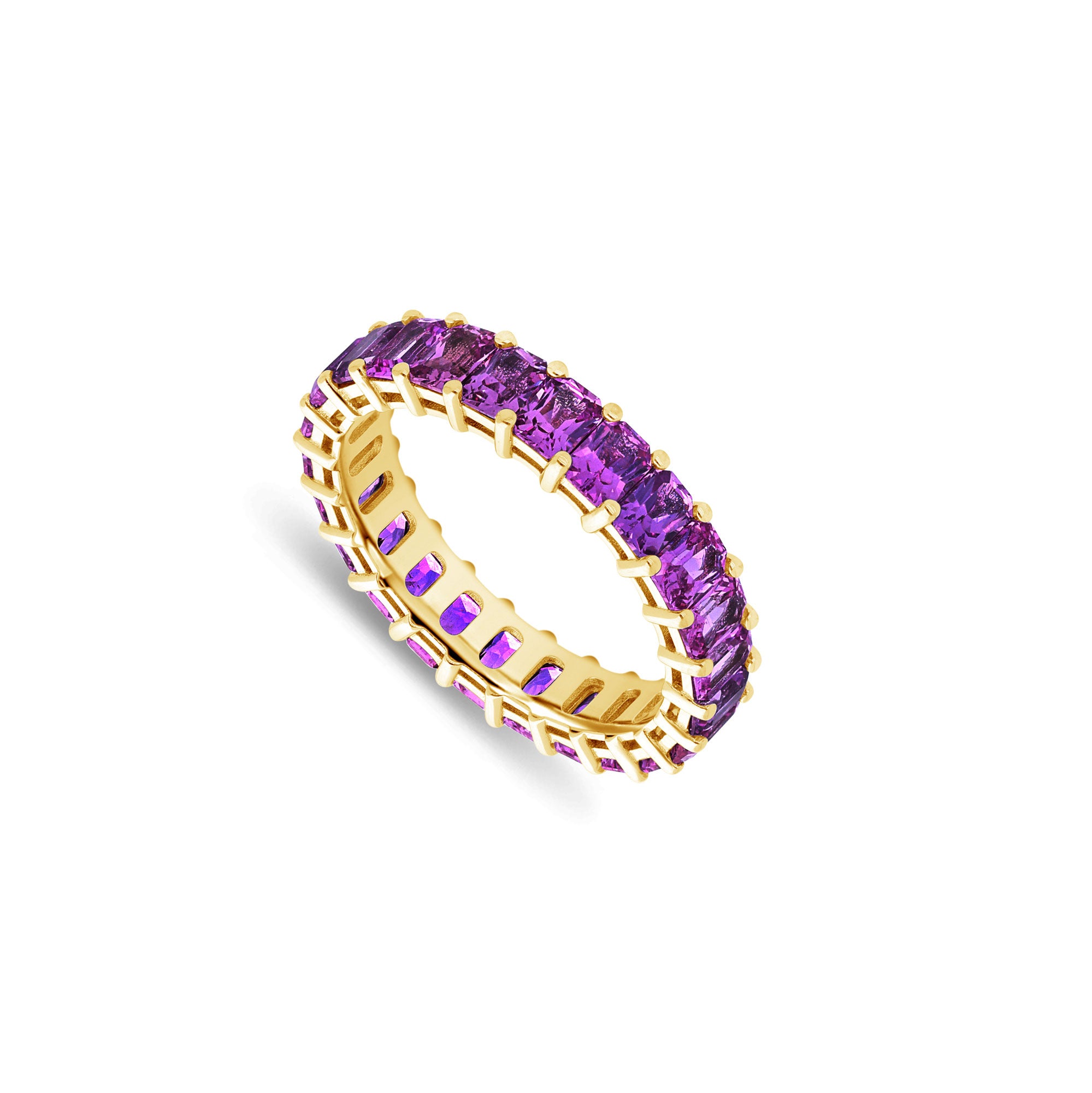 Luna Purple Amethyst Eternity Ring (Emerald Cut)