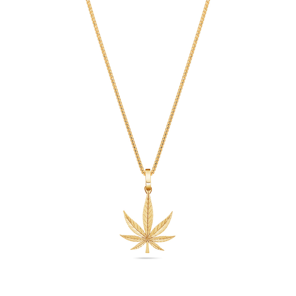 Micro Cannabis Leaf Piece (Solid Gold)
