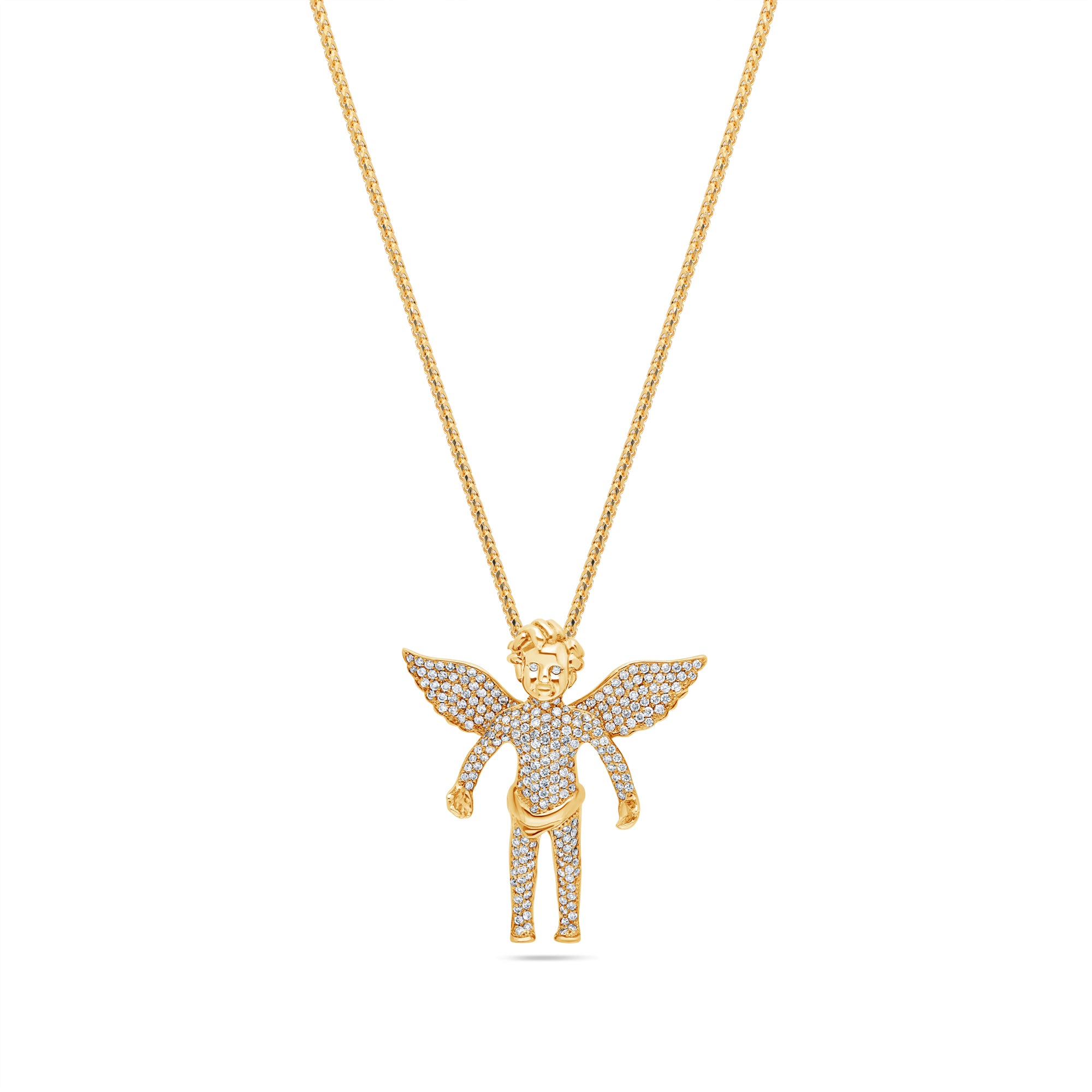 Diamond Angel Necklace Micro Cherub Angel If Co. 14K Rose Gold VS