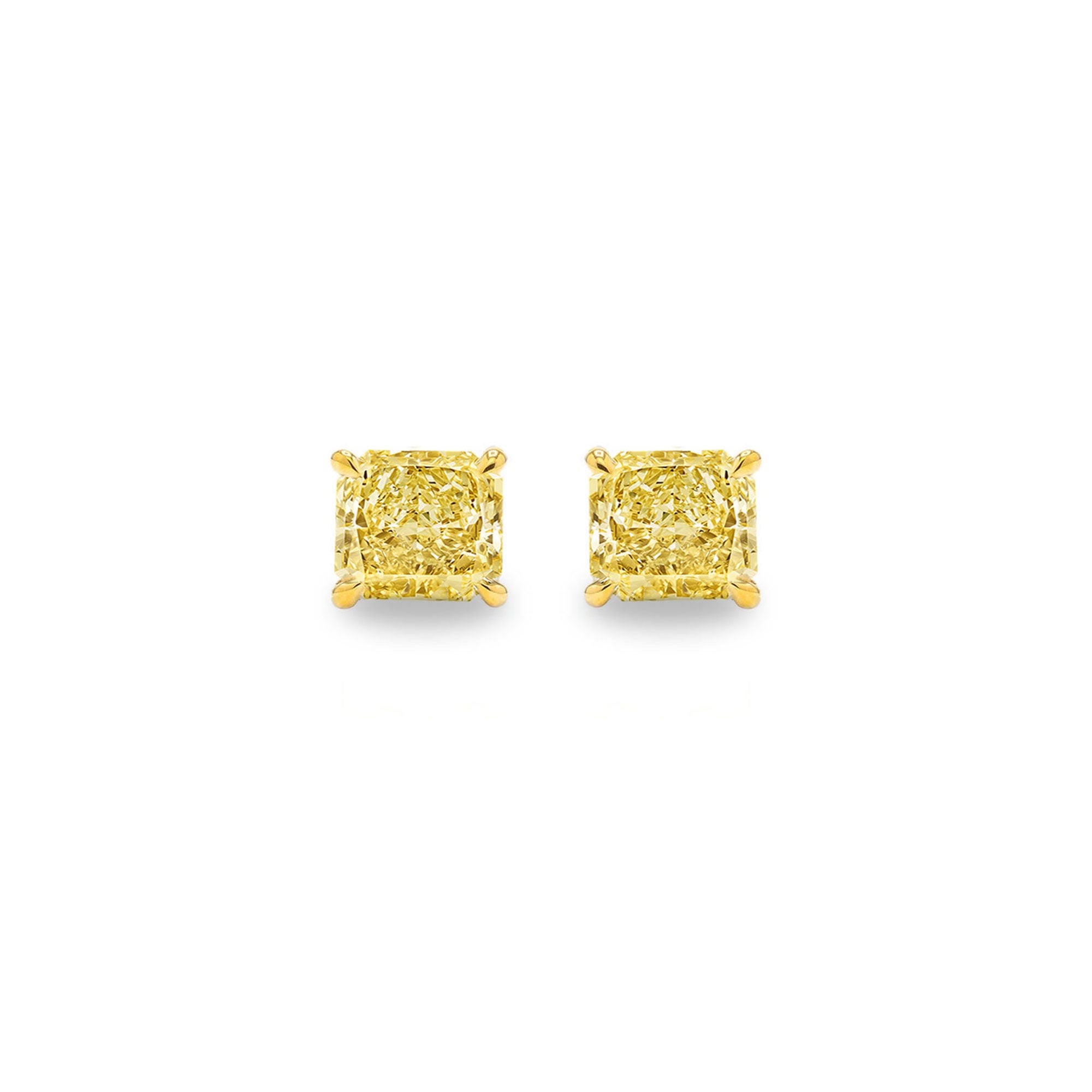 Solitaire Diamond Stud Earrings (GIA, Special Yellow 1.50 Carat Total, Cushion Cut)