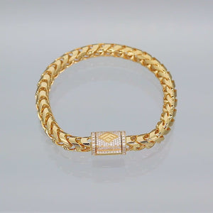 Gold Franco Bracelet (6.5mm, Diamond Clasp)