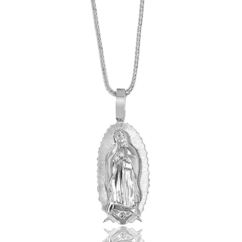 Baby Lady of Guadalupe Piece (Solid Gold) (14K WHITE GOLD) - IF & Co. Custom Jewelers