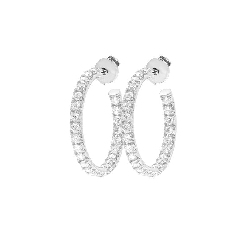 Ciera Diamond Hoop Earrings (30mm) (18K WHITE GOLD) - IF & Co. Custom Jewelers