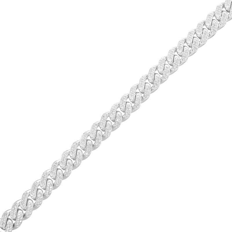 Diamond Cuban Link Bracelet (11mm, Diamond Clasp) (14K WHITE GOLD) - IF & Co. Custom Jewelers