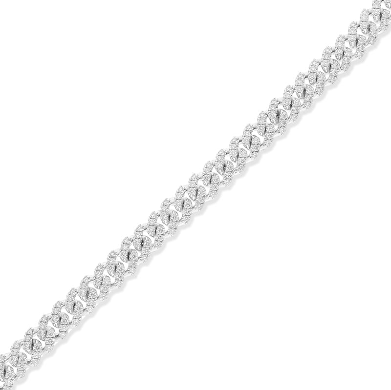 Diamond Cuban Link Bracelet (9mm, Prong Set) (14K WHITE GOLD) - IF & Co. Custom Jewelers