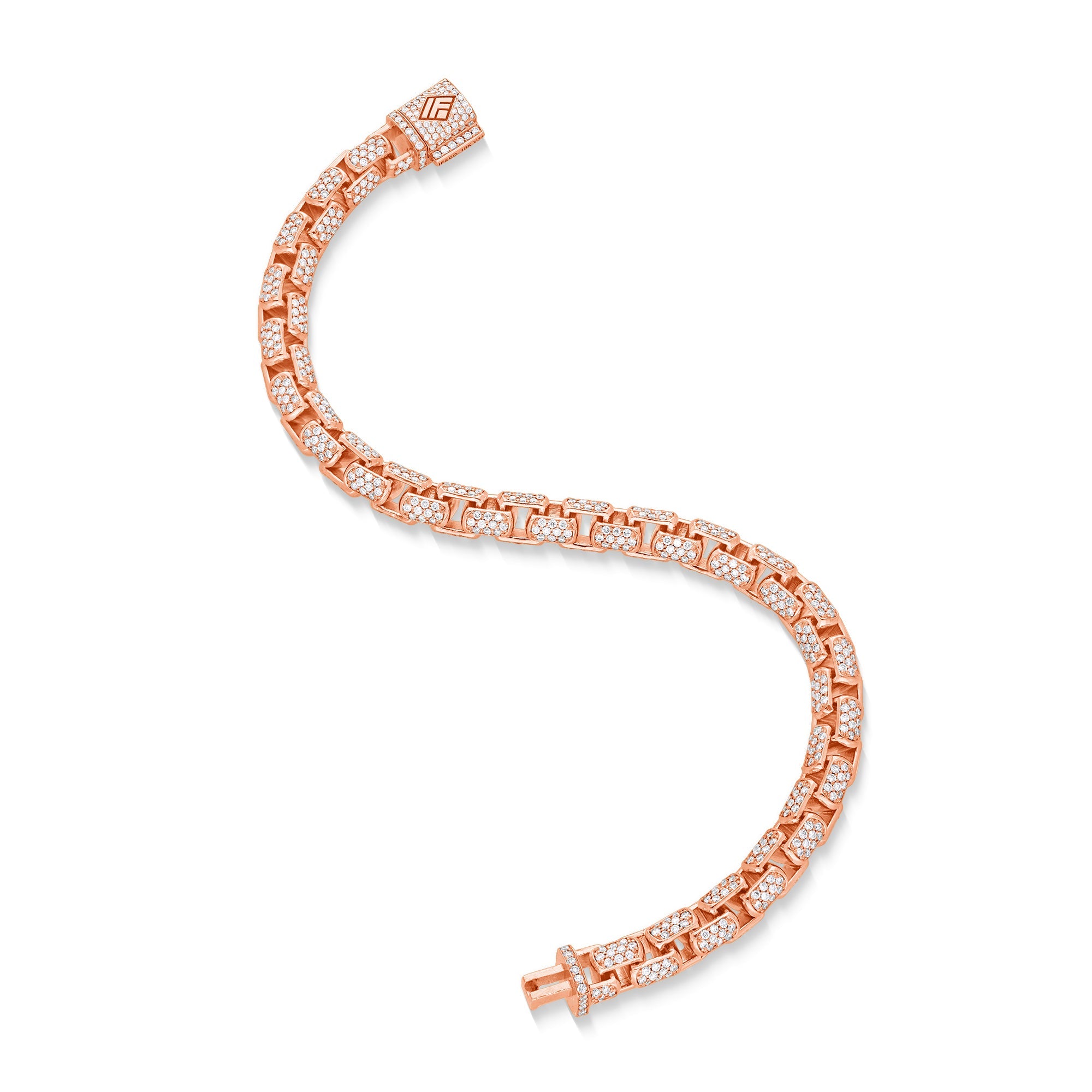 Diamond Moon Link Bracelet (6.5mm) (14K YELLOW GOLD) - IF & Co. Custom Jewelers