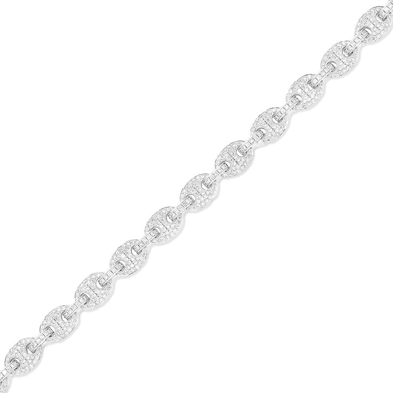 Diamond Ocean Link Bracelet (7mm) (14K WHITE GOLD) - IF & Co. Custom Jewelers