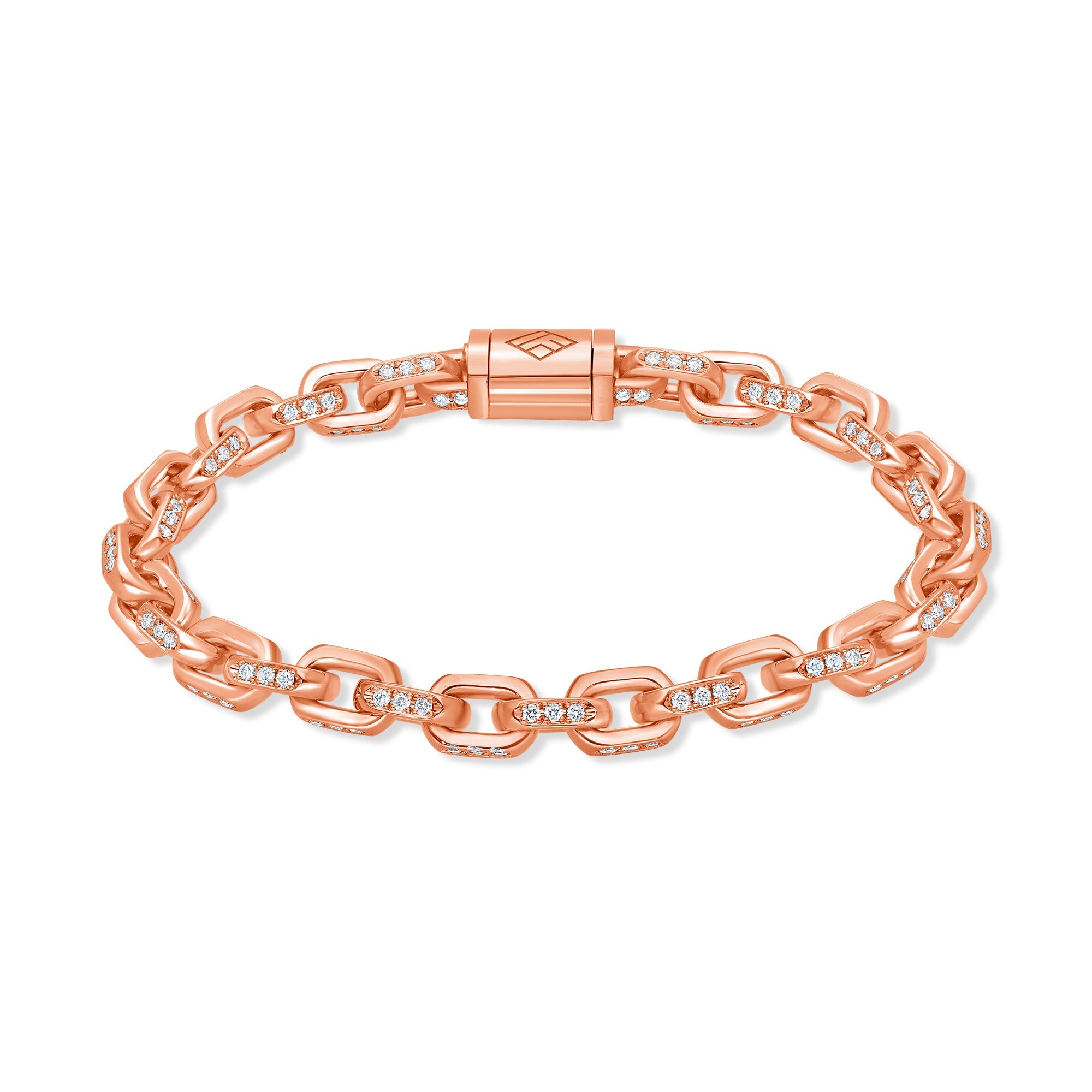 Diamond Odin Link Bracelet (6mm) (14K ROSE GOLD) - IF & Co. Custom Jewelers