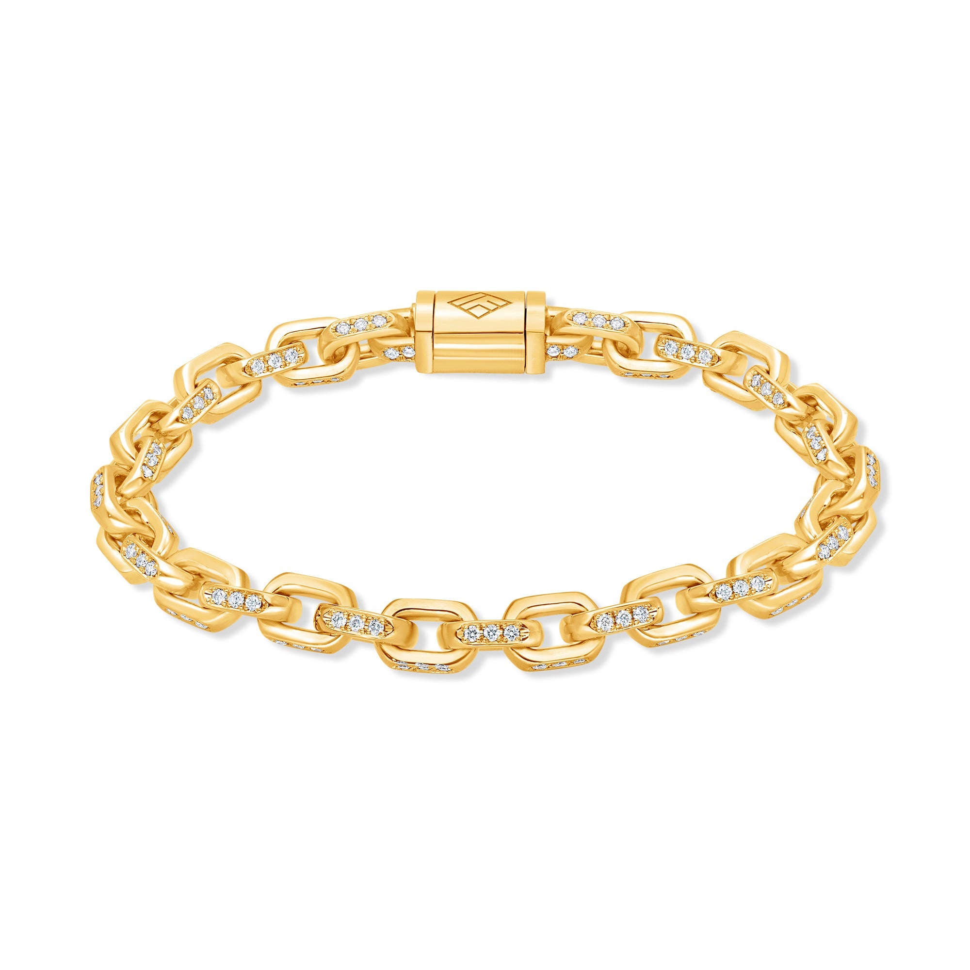 Diamond Odin Link Bracelet (6mm) (14K YELLOW GOLD) - IF & Co. Custom Jewelers