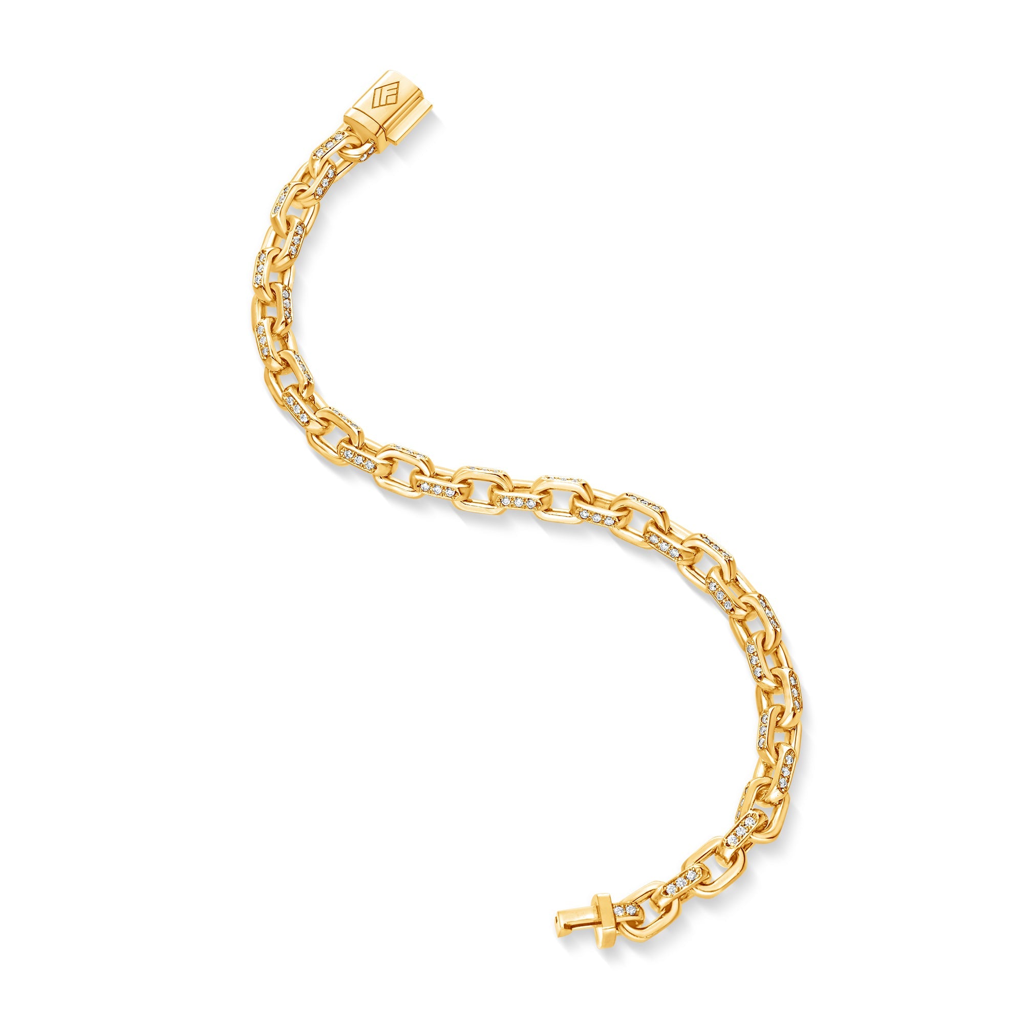 Diamond Odin Link Bracelet (6mm) (14K YELLOW GOLD) - IF & Co. Custom Jewelers