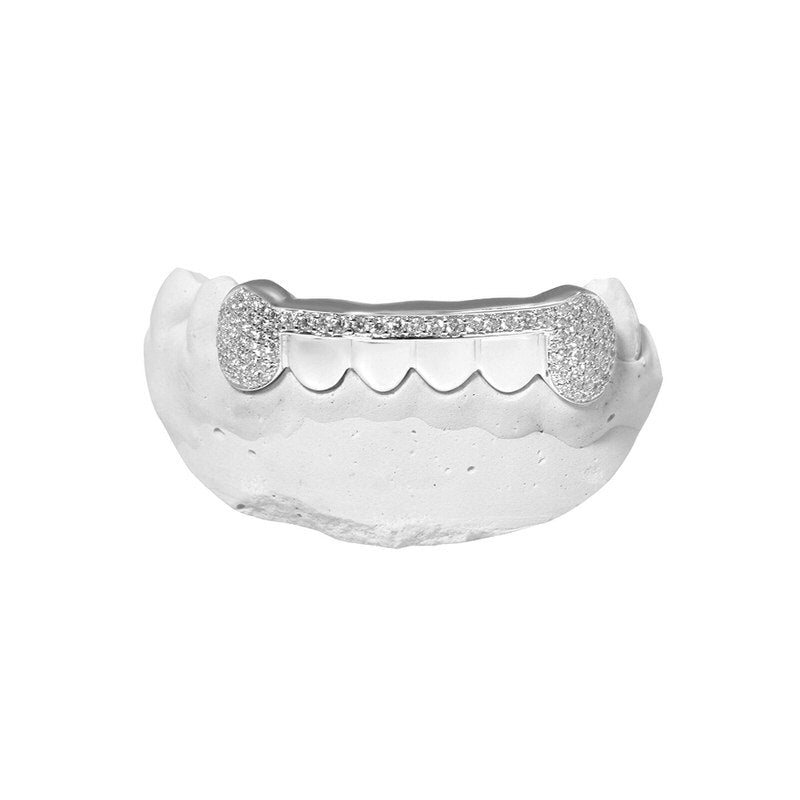Fang & Bar Diamond Grill (Iced Fangs & Bar) (14K WHITE GOLD) - IF & Co. Custom Jewelers